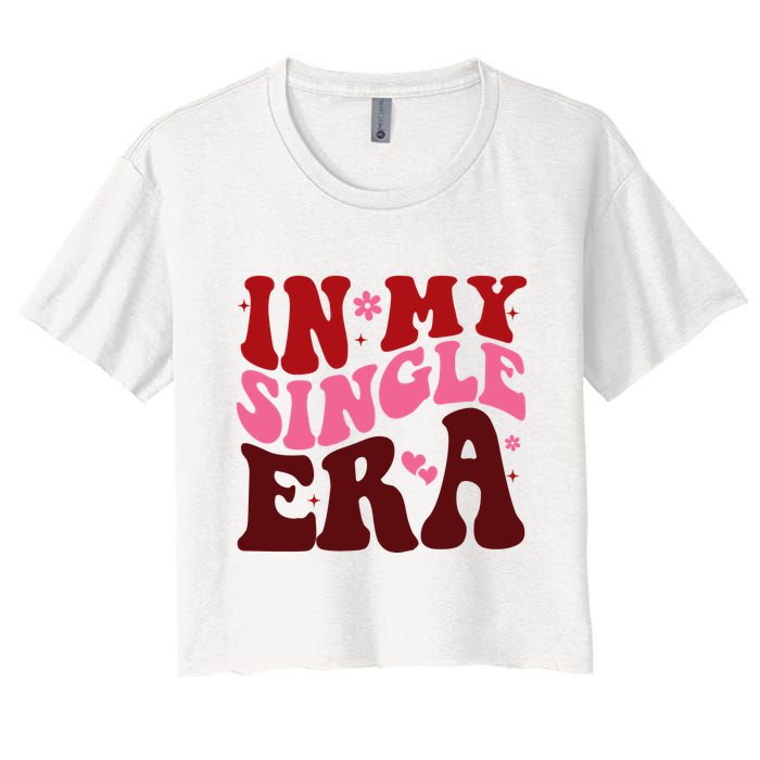 In My Single Era Anti Valentine Groovy Women's Crop Top Tee