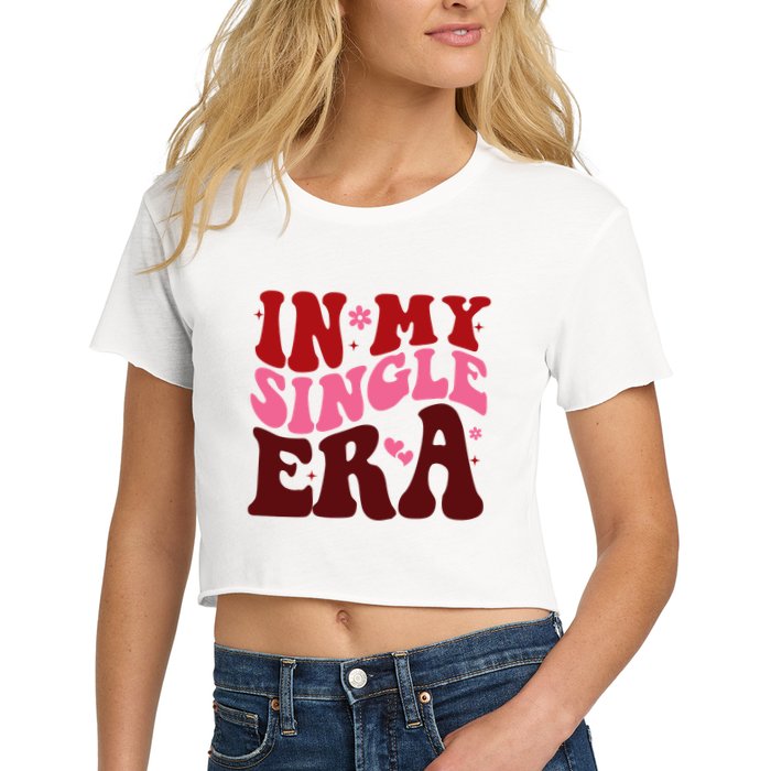 In My Single Era Anti Valentine Groovy Women's Crop Top Tee