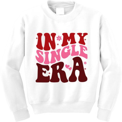 In My Single Era Anti Valentine Groovy Kids Sweatshirt