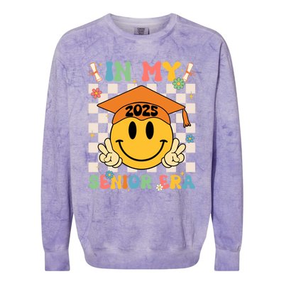 In My Senior Era Class Of 2025 Graduate Smile Face Groovy Cool Gift Colorblast Crewneck Sweatshirt