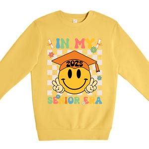 In My Senior Era Class Of 2025 Graduate Smile Face Groovy Cool Gift Premium Crewneck Sweatshirt