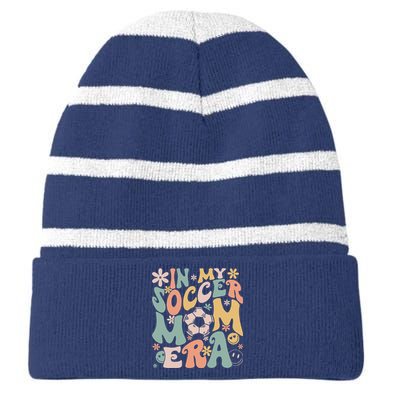 In My Soccer Mom Era Groovy Soccer Mom Life Mothers Day Striped Beanie with Solid Band