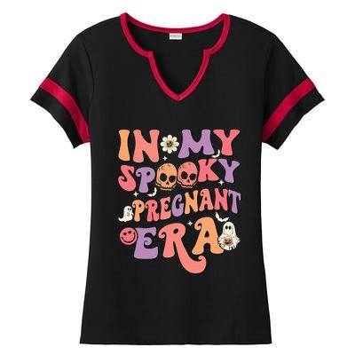 In My Spooky Pregnant Era Ghost Halloween Ladies Halftime Notch Neck Tee