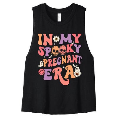 In My Spooky Pregnant Era Ghost Halloween Women's Racerback Cropped Tank