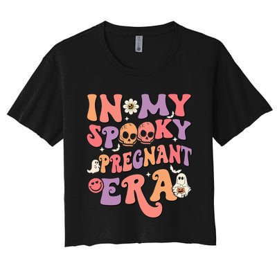 In My Spooky Pregnant Era Ghost Halloween Women's Crop Top Tee