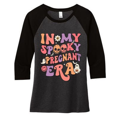 In My Spooky Pregnant Era Ghost Halloween Women's Tri-Blend 3/4-Sleeve Raglan Shirt