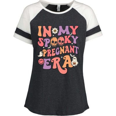 In My Spooky Pregnant Era Ghost Halloween Enza Ladies Jersey Colorblock Tee