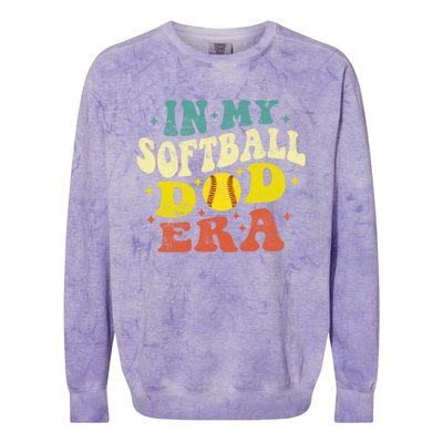 In My Softball Dad Era Vintage Softball Dad Fathers Day Gift Colorblast Crewneck Sweatshirt