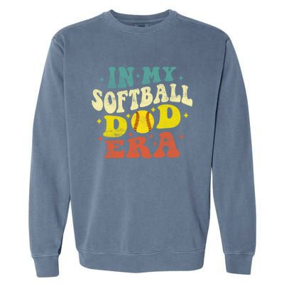 In My Softball Dad Era Vintage Softball Dad Fathers Day Gift Garment-Dyed Sweatshirt