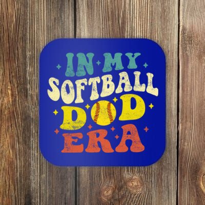 In My Softball Dad Era Vintage Softball Dad Fathers Day Gift Coaster