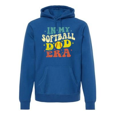 In My Softball Dad Era Vintage Softball Dad Fathers Day Gift Premium Hoodie