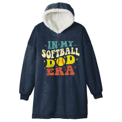 In My Softball Dad Era Vintage Softball Dad Fathers Day Gift Hooded Wearable Blanket