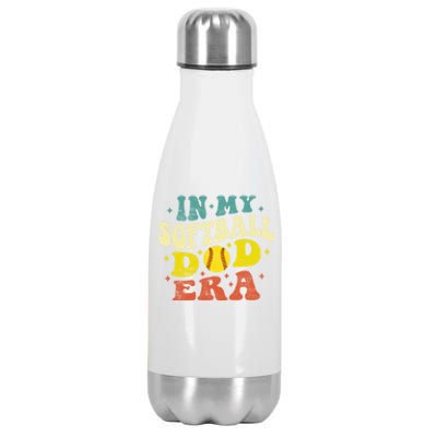 In My Softball Dad Era Vintage Softball Dad Fathers Day Gift Stainless Steel Insulated Water Bottle