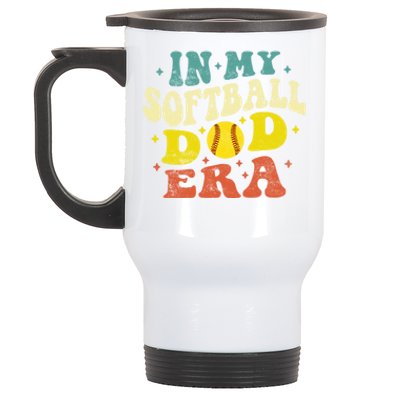 In My Softball Dad Era Vintage Softball Dad Fathers Day Gift Stainless Steel Travel Mug