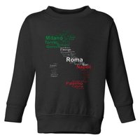 Italy Map Silhouette Flag Towns Cities Rome Travel Europe Toddler Sweatshirt