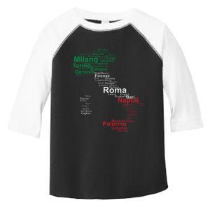 Italy Map Silhouette Flag Towns Cities Rome Travel Europe Toddler Fine Jersey T-Shirt