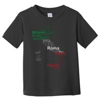 Italy Map Silhouette Flag Towns Cities Rome Travel Europe Toddler T-Shirt