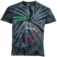 Italy Map Silhouette Flag Towns Cities Rome Travel Europe Kids Tie-Dye T-Shirt