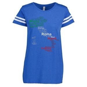 Italy Map Silhouette Flag Towns Cities Rome Travel Europe Enza Ladies Jersey Football T-Shirt