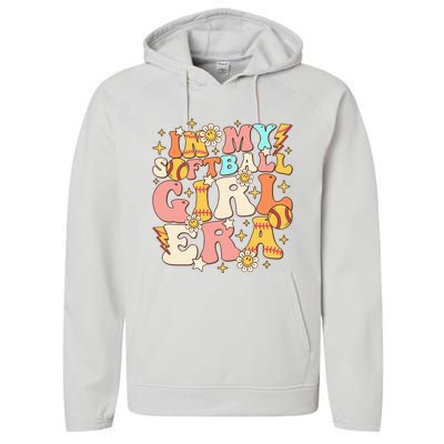 In My Softball Girl Era Retro Softball Girl Groovy Cute Performance Fleece Hoodie