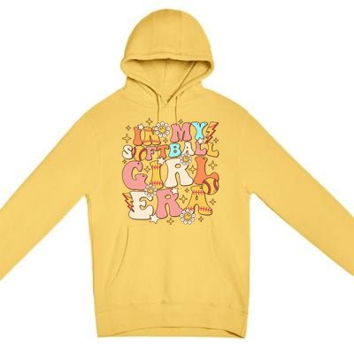 In My Softball Girl Era Retro Softball Girl Groovy Cute Premium Pullover Hoodie