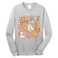 In My Softball Girl Era Retro Softball Girl Groovy Cute Long Sleeve Shirt