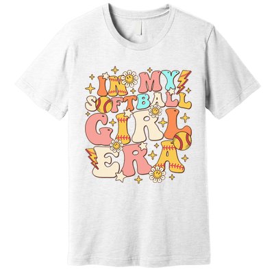 In My Softball Girl Era Retro Softball Girl Groovy Cute Premium T-Shirt