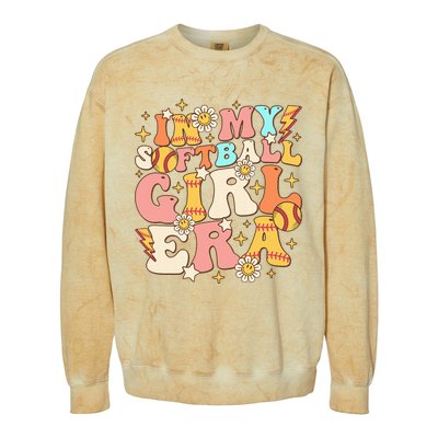 In My Softball Girl Era Retro Softball Girl Groovy Cute Colorblast Crewneck Sweatshirt