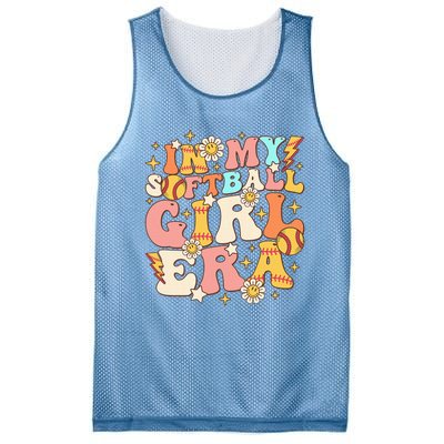 In My Softball Girl Era Retro Softball Girl Groovy Cute Mesh Reversible Basketball Jersey Tank