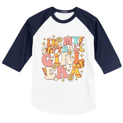 In My Softball Girl Era Retro Softball Girl Groovy Cute Baseball Sleeve Shirt