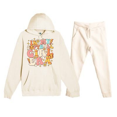 In My Softball Girl Era Retro Softball Girl Groovy Cute Premium Hooded Sweatsuit Set