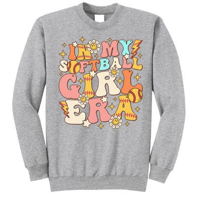 In My Softball Girl Era Retro Softball Girl Groovy Cute Tall Sweatshirt