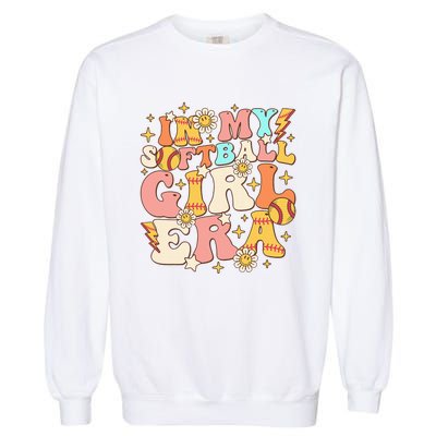 In My Softball Girl Era Retro Softball Girl Groovy Cute Garment-Dyed Sweatshirt