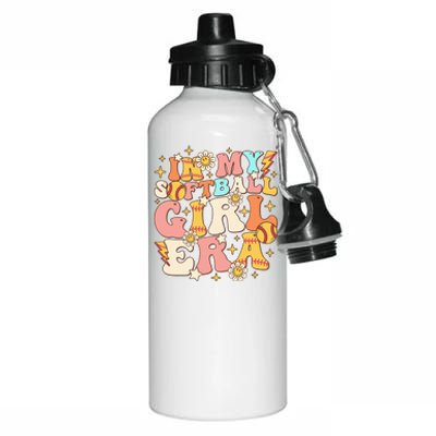 In My Softball Girl Era Retro Softball Girl Groovy Cute Aluminum Water Bottle 