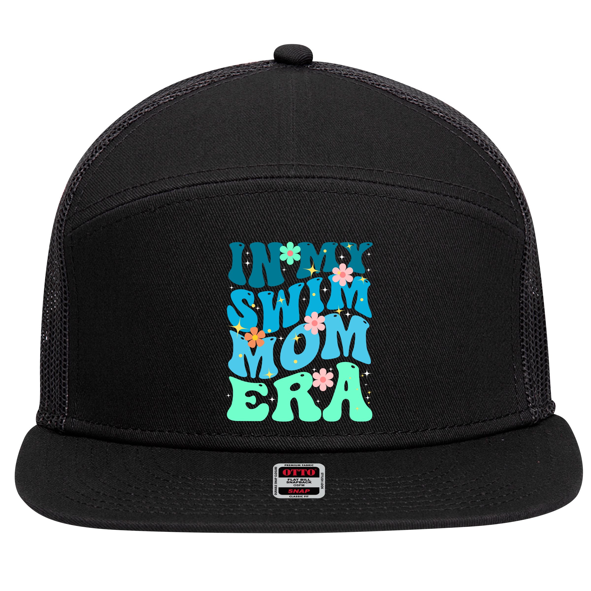 In My Swim Mom Era 7 Panel Mesh Trucker Snapback Hat
