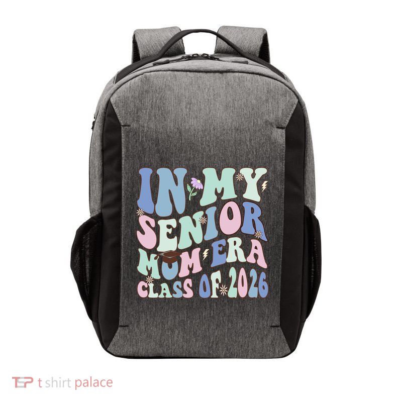 In My Senior Mom Era Class Of 2026 Graduate Retro Groovy Gift Vector Backpack