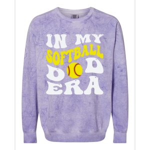 In My Softball Dad Era Funny Proud Softball Dad Groovy Great Gift Colorblast Crewneck Sweatshirt