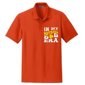 In My Softball Dad Era Funny Proud Softball Dad Groovy Great Gift Dry Zone Grid Polo