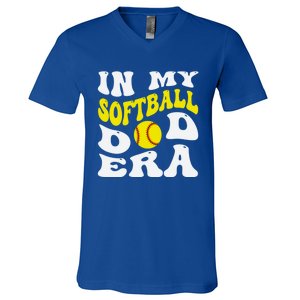 In My Softball Dad Era Funny Proud Softball Dad Groovy Great Gift V-Neck T-Shirt