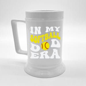 In My Softball Dad Era Funny Proud Softball Dad Groovy Great Gift Beer Stein