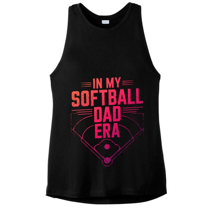 In My Softball Dad Era Softball Team Dad Softball Dads Gift Ladies PosiCharge Tri-Blend Wicking Tank