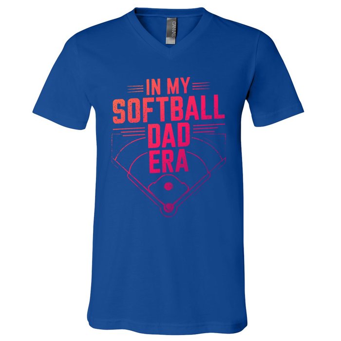 In My Softball Dad Era Softball Team Dad Softball Dads Gift V-Neck T-Shirt