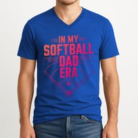 In My Softball Dad Era Softball Team Dad Softball Dads Gift V-Neck T-Shirt