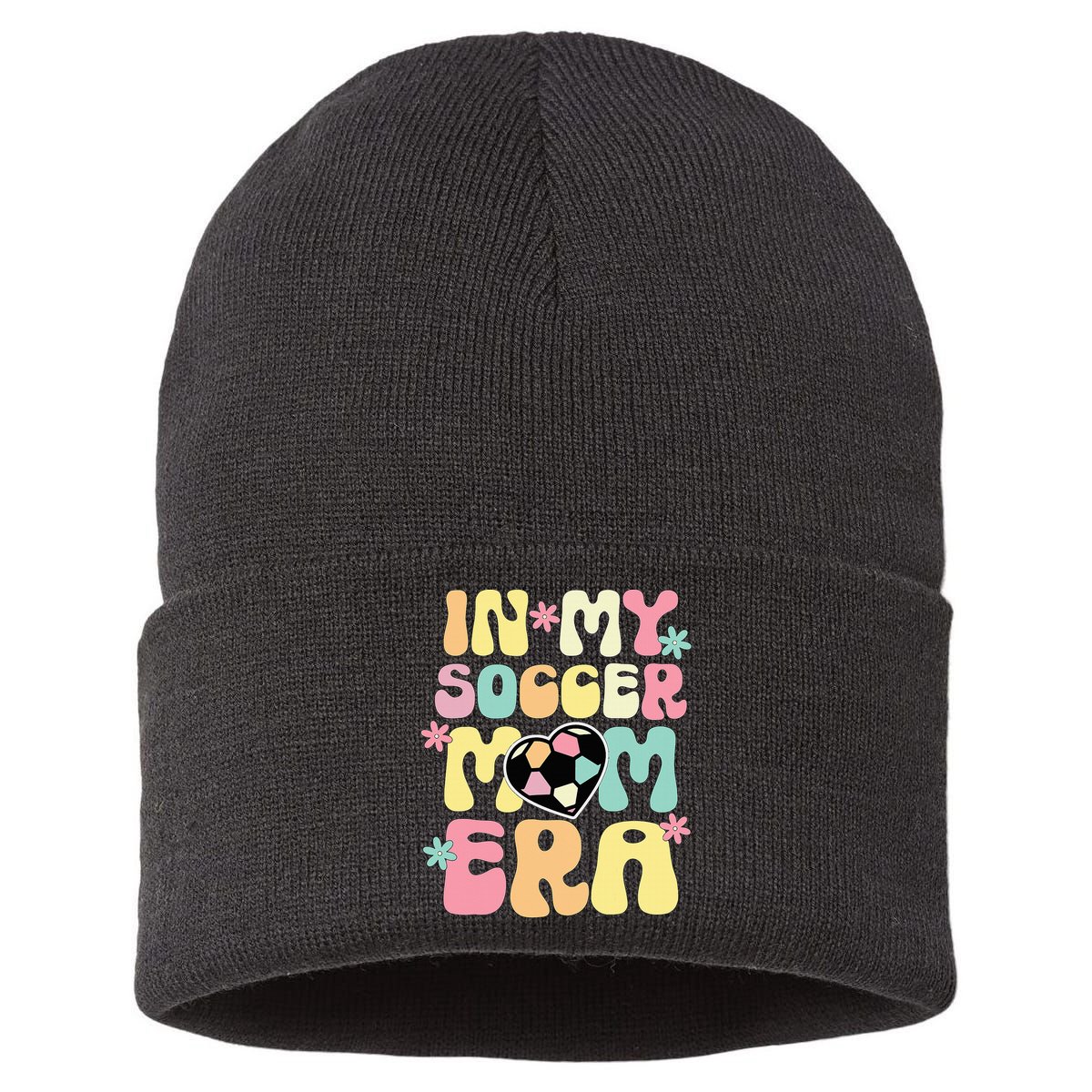In My Soccer Mom Era Soccer Mama Funny Soccer Game Day Sustainable Knit Beanie