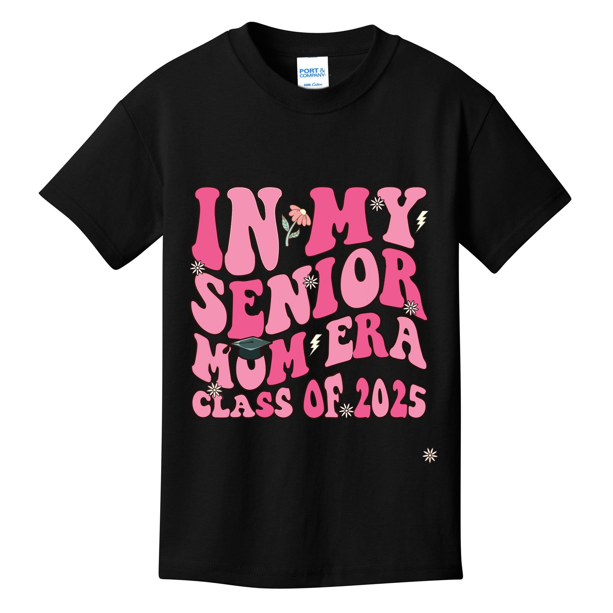 In My Senior Mom Era Class Of 2025 Masters Graduation Kids T-Shirt