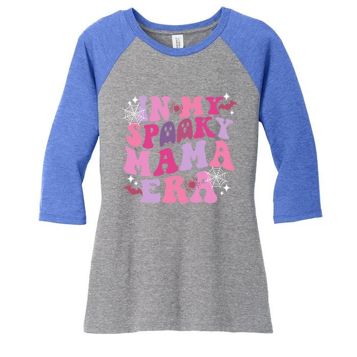 In My Spooky Mama Era Ghost Groovy Halloween Trick Or Treat Gift Women's Tri-Blend 3/4-Sleeve Raglan Shirt