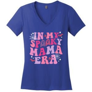 In My Spooky Mama Era Ghost Groovy Halloween Trick Or Treat Gift Women's V-Neck T-Shirt