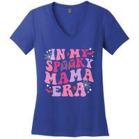 In My Spooky Mama Era Ghost Groovy Halloween Trick Or Treat Gift Women's V-Neck T-Shirt