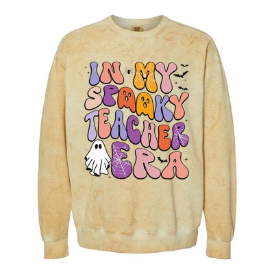 in my spooky teacher era groovy ghost teacher halloween Colorblast Crewneck Sweatshirt