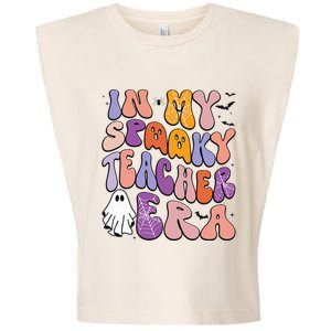 in my spooky teacher era groovy ghost teacher halloween Garment-Dyed Women's Muscle Tee